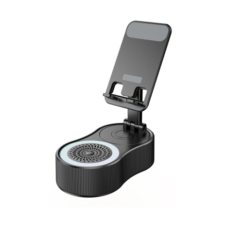 360 degree rotating mobile phone holder with lifting function mobile power Bluetooth speaker mini portable atmosphere light speaker - black
