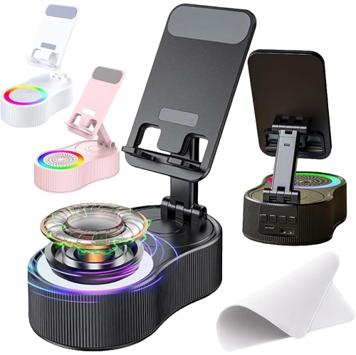 360-degree rotating mobile phone holder with lifting atmosphere function mobile power Bluetooth speaker mini portable light speaker - pink