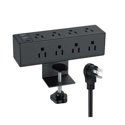 Barre d'alimentation/chargeur/port USB/pince de bureau verticale réutilisable - Noir