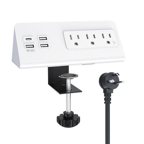 Twist to secure desktop without opening, PD20W fast charging USB-C port and 3 AC outlets, nightstand charging station, office desktop accessories -