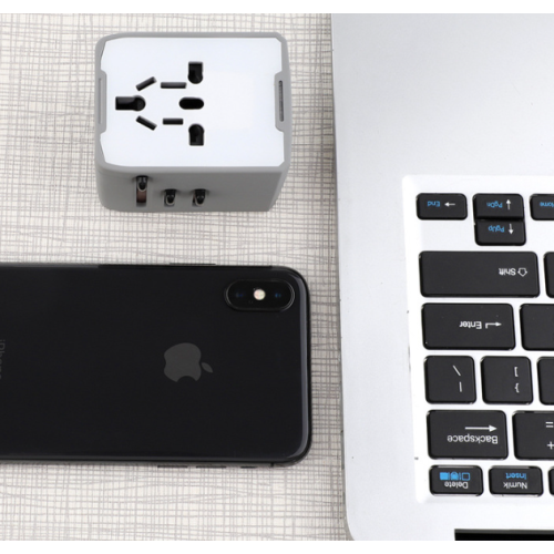 Universal plug adapter for global use, multi-function socket adapter - black