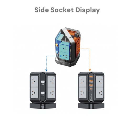 8 power extension vertical socket with 3USB switch indicator light desk desktop socket