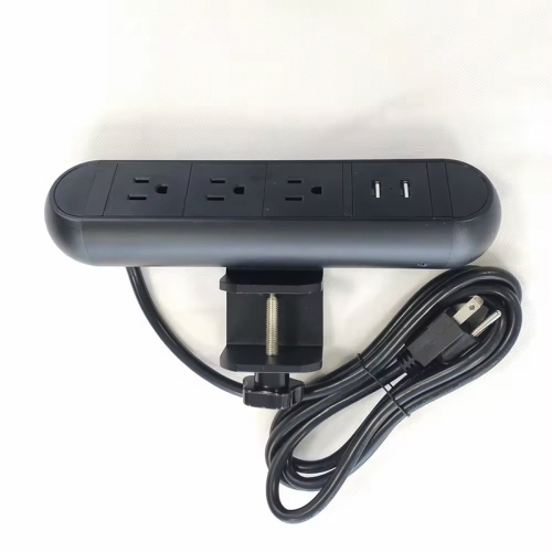 Twist-fix office desktop socket, clamp table power socket, no need to punch holes, clamp table socket - 3+2usb black
