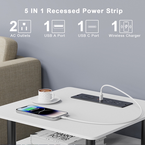 Concealed power desktop socket USB embedded office furniture desktop wireless charging 20W fast charging socket