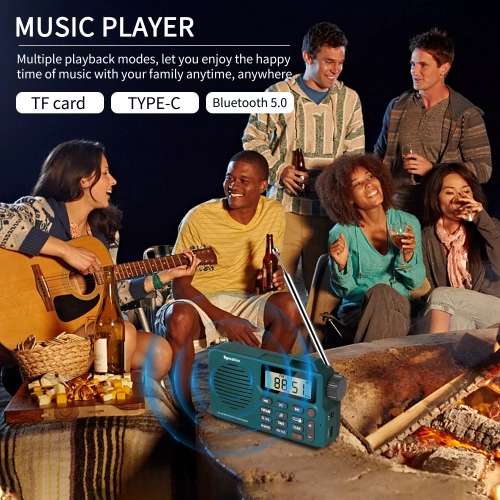 Portable FM/AM radio recorder, rechargeable multi-function music player - gray