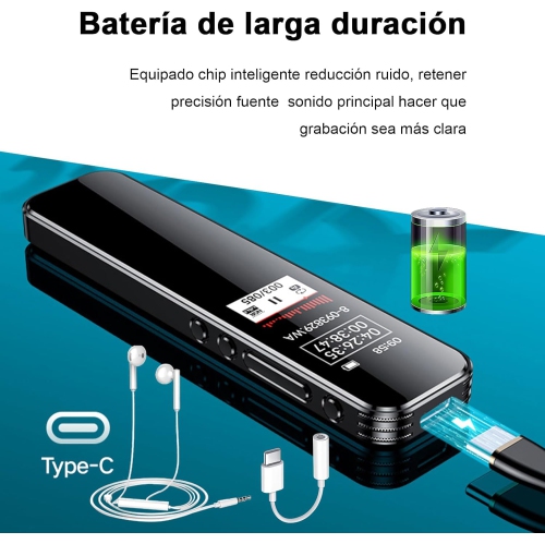 Digital Voice Recorder with Noise Reduction, Rechargeable Portable Voice Recorder, MP3 Player with Speaker Function-16GB