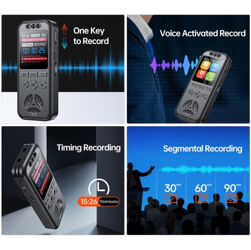 Enregistreur vocal numérique, activation vocale ou réduction du bruit, lecteur de musique MP3, 560 heures d'enregistrement de fichiers, prise en