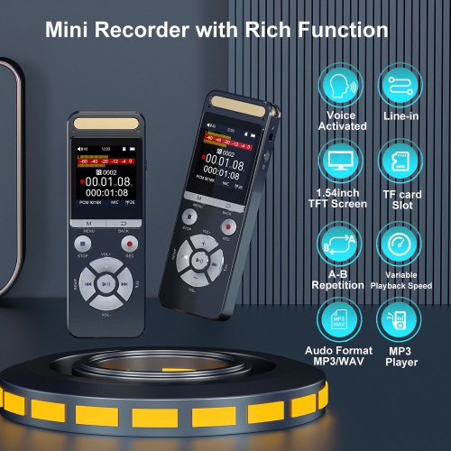 9216Kbps digital recorder - noise reduction recorder, voice-activated recorder, with playback noise reduction function -256GB