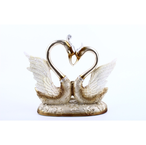 GREEN SCENIC  Light Luxury Swan Sculpture Ornaments Resin Heart-Shaped Base Couple Decorations Modern Art Home Decoration Birthday/valentine's