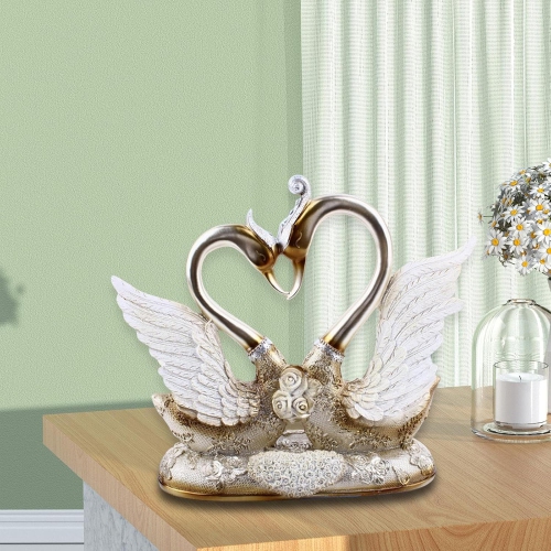 Light luxury swan sculpture ornaments resin heart-shaped base couple decorations modern art home decoration birthday/Valentine's Day/wedding gift
