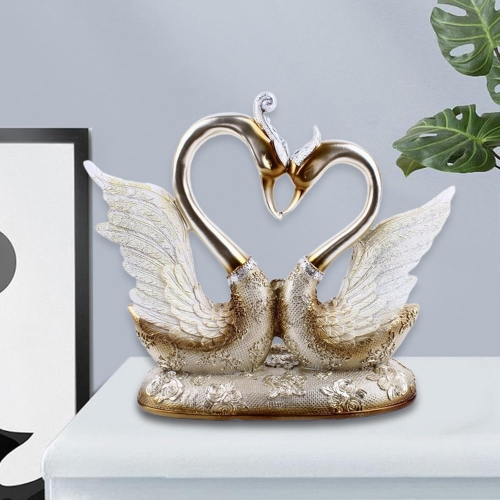 Light luxury swan sculpture ornaments resin heart-shaped base couple decorations modern art home decoration birthday/Valentine's Day/wedding gift