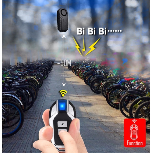 113dB Bicycle Alarm Wireless Vibration Motion Sensor Waterproof Anti-theft Device With Remote Control Suitable for Bicycles, Motorcycles, Cars,