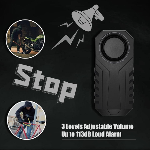 113dB Bicycle Alarm Wireless Vibration Motion Sensor Waterproof Anti-theft Device With Remote Control Suitable for Bicycles, Motorcycles, Cars,