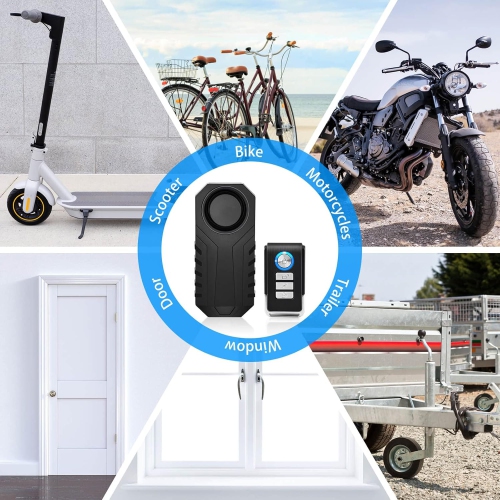 113dB Bicycle Alarm Wireless Vibration Motion Sensor Waterproof Anti-theft Device With Remote Control Suitable for Bicycles, Motorcycles, Cars,