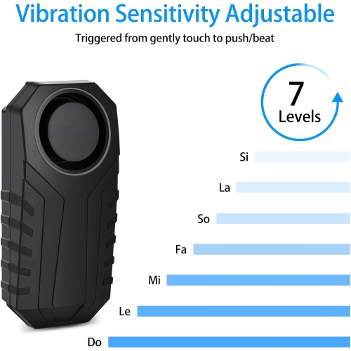 113dB Bicycle Alarm Wireless Vibration Motion Sensor Waterproof Anti-theft Device With Remote Control Suitable for Bicycles, Motorcycles, Cars,