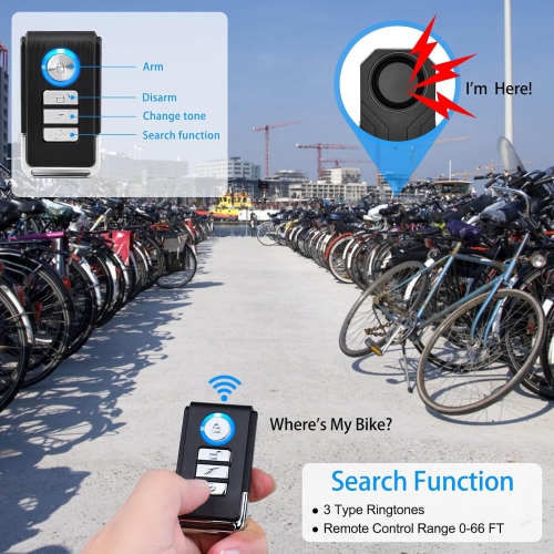 113dB Bicycle Alarm Wireless Vibration Motion Sensor Waterproof Anti-theft Device With Remote Control Suitable for Bicycles, Motorcycles, Cars,