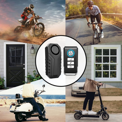 113dB Bicycle Alarm Wireless Vibration Motion Sensor Waterproof Anti-theft Device With Remote Control Suitable for Bicycles, Motorcycles, Cars,