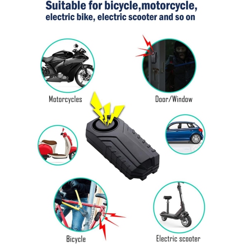 113dB Bicycle Alarm Wireless Vibration Motion Sensor Waterproof Anti-theft Device With Remote Control Suitable for Bicycles, Motorcycles, Cars,