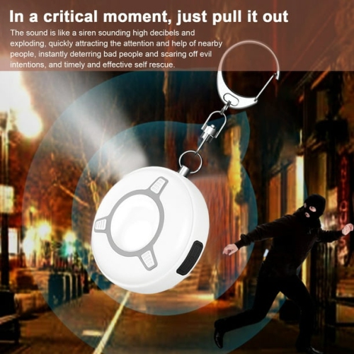130dB smart anti-wolf alarm - sound and light dual alarm + LED flashlight Portable keychain design Safety protection for women when running at night