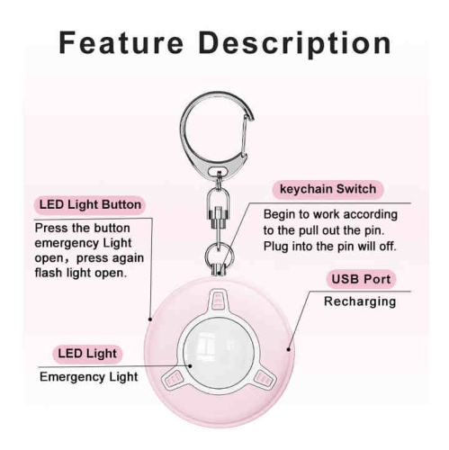 130dB smart anti-wolf alarm - sound and light dual alarm + LED flashlight Portable keychain design Safety protection for women when running at night