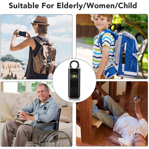 Compact Women's Personal Alarm - Loud 130dB Emergency Siren + LED Flashlight, Jogging/Night Safety Keychain