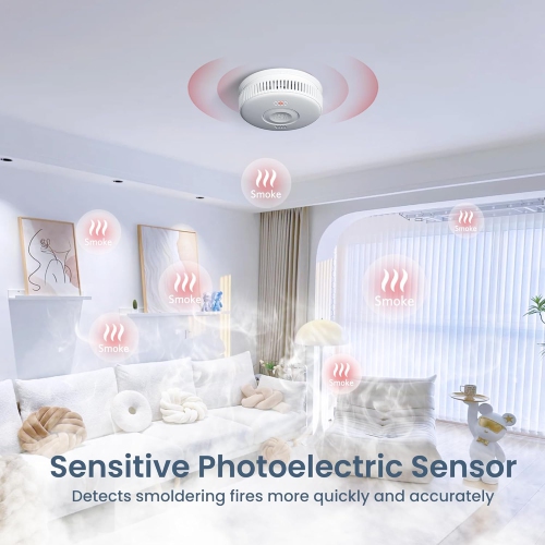 Détecteur de fumée sans fil WI-FI pour maison intelligente Alarme de fumée
