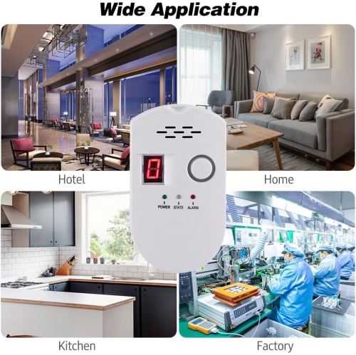 Détecteur de gaz avec affichage LCD, alarme gaz naturel/méthane/GPL, alarme 85&nbsp;dB de décibels élevés, convient à la maison, la cuisine, le VR et