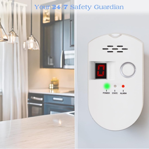 Détecteur de gaz avec affichage LCD, alarme gaz naturel/méthane/GPL, alarme 85&nbsp;dB de décibels élevés, convient à la maison, la cuisine, le VR et