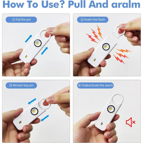 Safety Alarm Keychain: 2-in-1 Vibration and Sound Alarm, 135 dB Emergency Whistle with Flashlight, Portable Self-Defense – Ideal Gift for Travel,