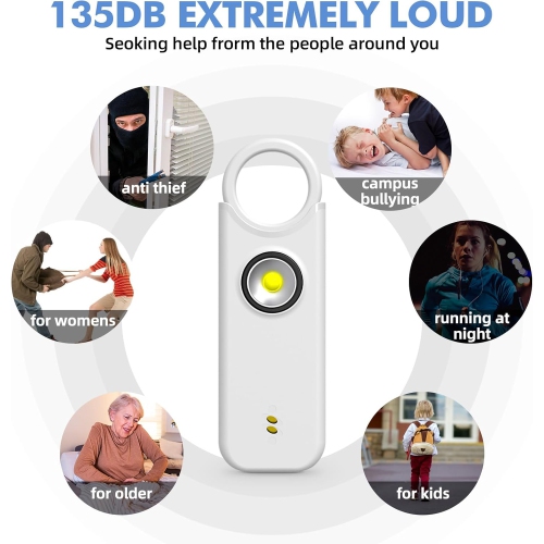 Safety Alarm Keychain: 2-in-1 Vibration and Sound Alarm, 135 dB Emergency Whistle with Flashlight, Portable Self-Defense – Ideal Gift for Travel,