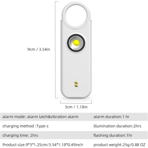 Safety Alarm Keychain: 2-in-1 Vibration and Sound Alarm, 135 dB Emergency Whistle with Flashlight, Portable Self-Defense – Ideal Gift for Travel,