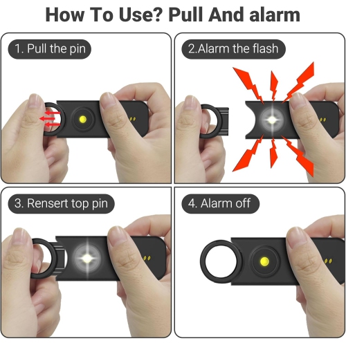 Safety Alarm Keychain: 2-in-1 Vibration and Sound Alarm, 135 dB Emergency Whistle with Flashlight, Portable Self-Defense – Ideal Gift for Travel,