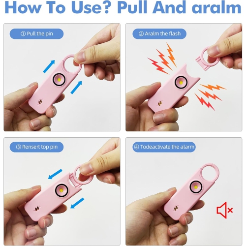 Safety Alarm Keychain: 2-in-1 Vibration and Sound Alarm, 135 dB Emergency Whistle with Flashlight, Portable Self-Defense – Ideal Gift for Travel,