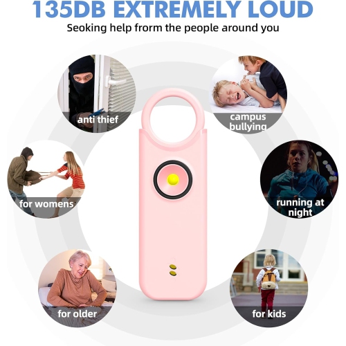 Safety Alarm Keychain: 2-in-1 Vibration and Sound Alarm, 135 dB Emergency Whistle with Flashlight, Portable Self-Defense – Ideal Gift for Travel,