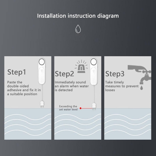 Smart water leak detector: 120dB high decibel alarm + wireless installation, low battery reminder, suitable for kitchen/bathroom/basement
