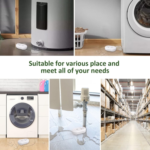 110dB intelligent water leak alarm: wireless high-sensitivity water leak detection alarm, IP66 waterproof design, suitable for waterproof monitoring