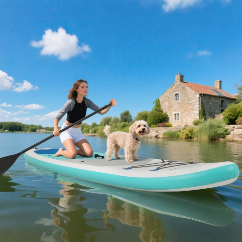 Goplus – Trousse de réparation de pompe à main à pagaie gonflable de 11 pi pour planche à rame, bleu/gris/jaune/bleu foncé/turquoise