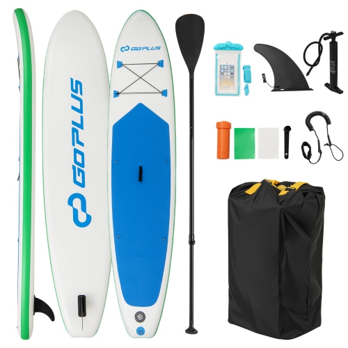 Image 1 of 10.. Goplus 11' Inflatable Stand Up Paddle Board whth Accessories Paddle Hand Pump Repair Kit, Blue/Gray/Yellow/Dark Blue/Turquoise