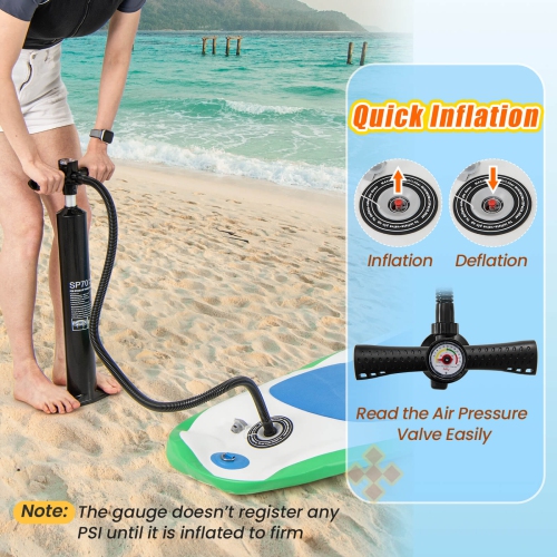 Goplus – Trousse de réparation de pompe à main à pagaie gonflable de 11 pi pour planche à rame, bleu/gris/jaune/bleu foncé/turquoise