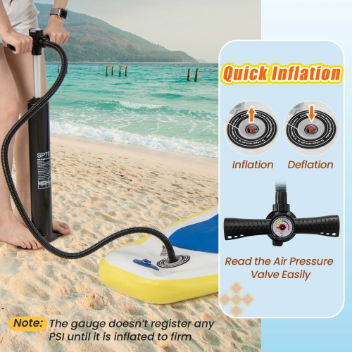 Goplus – Trousse de réparation de pompe à main à pagaie gonflable de 11 pi pour planche à rame, bleu/gris/jaune/bleu foncé/turquoise