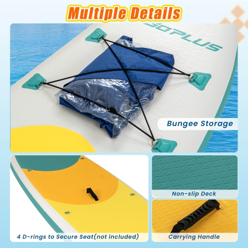 Goplus – Trousse de réparation de pompe à main à pagaie gonflable de 11 pi pour planche à rame, bleu/gris/jaune/bleu foncé/turquoise