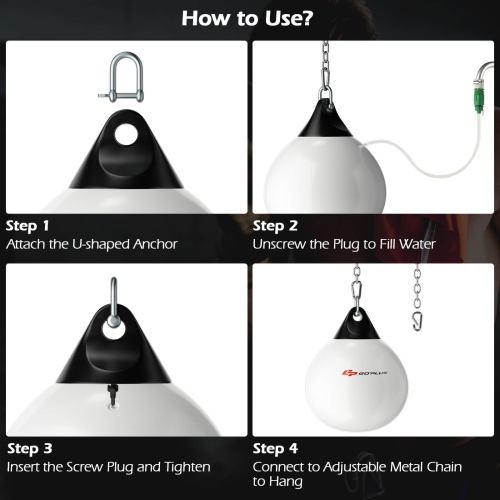 Goplus Water Punching Bag 21" 180 Pound Heavy Punching Bag with Adjustable Metal Chain Blue/Black/White