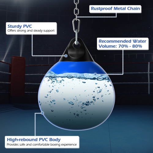 Goplus Water Punching Bag 21" 180 Pound Heavy Punching Bag with Adjustable Metal Chain Blue/Black/White