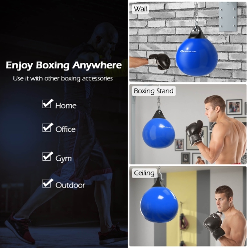 Goplus Water Punching Bag 21" 180 Pound Heavy Punching Bag with Adjustable Metal Chain Blue/Black/White