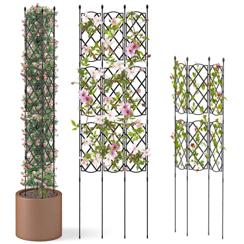 Costway 1/2 PCS 58" x 73" Garden Trellis for Climbing Plants Rustproof Metal Plant Support Frame
