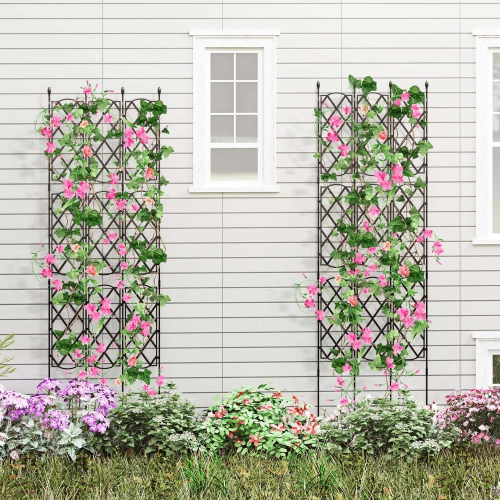 Costway 1/2 PCS 58" x 73" Garden Trellis for Climbing Plants Rustproof Metal Plant Support Frame
