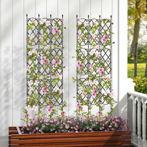 Costway 1/2 PCS 58" x 73" Garden Trellis for Climbing Plants Rustproof Metal Plant Support Frame