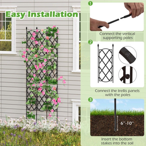 Costway 1/2 PCS 58" x 73" Garden Trellis for Climbing Plants Rustproof Metal Plant Support Frame