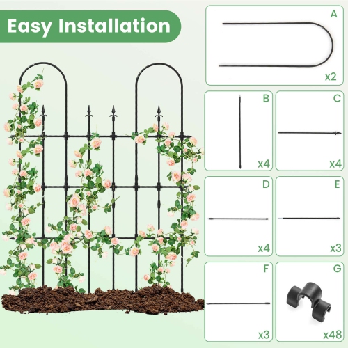 Costway 1/2 PCS 58" x 73" Garden Trellis for Climbing Plants Rustproof Metal Plant Support Frame
