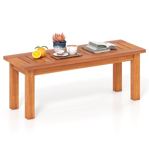 Banc d'extérieur sans dossier pour 2 personnes 1/2 PCS de Costway avec banc d'entrée rustique en bois à siège à lattes